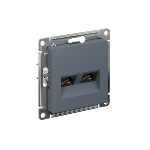 Розетка компьютерная 2-м AtlasDesign RJ45 + RJ45 кат.6A механизм грифель SE ATN000788 Розетка компьютерная 2-м AtlasDesign RJ45 + RJ45 кат.6A механизм грифель SE ATN000788