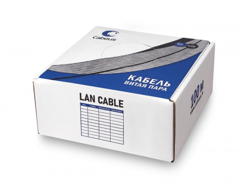 Кабель витая пара UTP (U/UTP) кат.5E 4 пары 24 AWG ОЖ PVC нг(А)-LS желт. (уп.100м) Cabeus 7251c-5