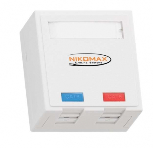 Розетка 2 порта кат.5E (класс D) 100МГц RJ45 (8P8C) FT-TOOL/110/KRONE T568A/B полный экран со шторками бел. NIKOMAX NMC-WO2SD2-FT-ST-WT Розетка 2 порта кат.5E (класс D) 100МГц RJ45 (8P8C) FT-TOOL/110/KRONE T568A/B полный экран со шторками бел. NIKOMAX NMC-WO2SD2-FT-ST-WT