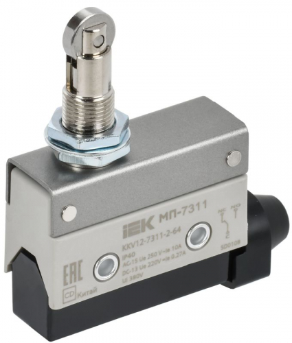 Микропереключатель концевой МП-7311 гор. толк. с наж. рол. рез. IP40 IEK KKV12-7311-2-64