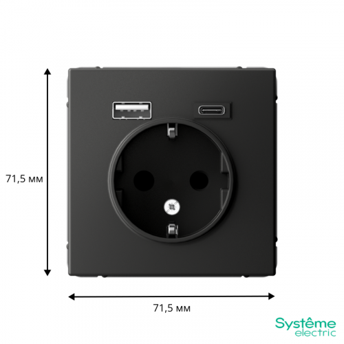 Розетка ArtGallery 16А с 2-мя заряд. устройствами USB A+C 5В/2.4А/3А 2х5В/1.5А механизм базальт SE GAL001432 фото 2 Розетка ArtGallery 16А с 2-мя заряд. устройствами USB A+C 5В/2.4А/3А 2х5В/1.5А механизм базальт SE GAL001432 фото 2