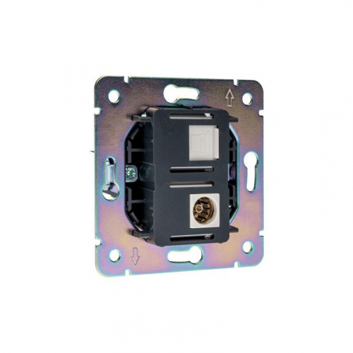 Розетка компьютерная + телевизионная СП STRONG MIELE RJ45 кат.6 + TV жемчуж. Kranz KR-78-0722-4 фото 6