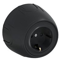 Розетка Rotondo с заземл. защ. шторки винтов. контакты черн. OneKeyElectro 7700880