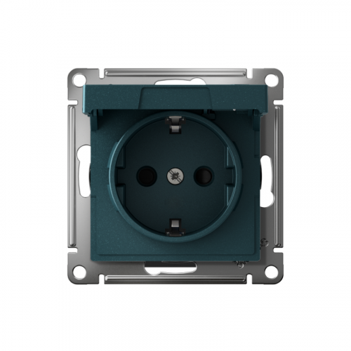 Розетка AtlasDesign 16А IP20 с заземл. защ. шторки с крышкой быстрозажим. клем. механизм изумруд SE ATN000846S фото 2