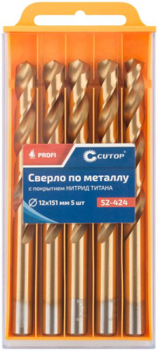 Сверло по металлу ПРОФИ/Profi 12х151мм с титан. покрытием (уп.5шт) Cutop 52-424 фото 3 Сверло по металлу ПРОФИ/Profi 12х151мм с титан. покрытием (уп.5шт) Cutop 52-424 фото 3