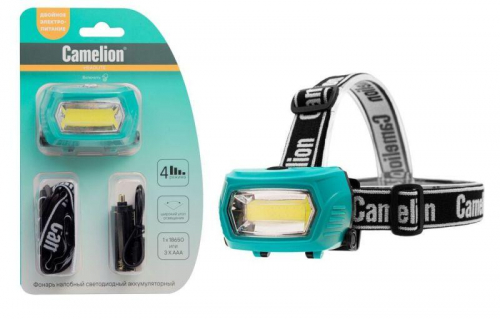Фонарь налобный LED53411 аккум. 3.7В COB 3Вт 3 реж. 3 x AAA Type-C блист зел. Camelion 15763 Фонарь налобный LED53411 аккум. 3.7В COB 3Вт 3 реж. 3 x AAA Type-C блист зел. Camelion 15763