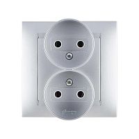 Розетка 2-м СП Simon15 16А IP20 250В без заземл. винт. клеммы алюм. Simon 1590457-033
