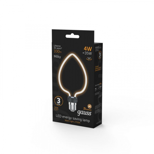Лампа светодиодная филаментная Filament Artline 4Вт Heart матов. 2700К тепл. бел. Е27 330лм milky GAUSS 1003802104 фото 7