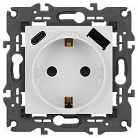 Розетка Elegance 14-4108-01 16A 250В 2P+E защ. шторки с USB type-A+C 3А 5В белый Эра Б0067736