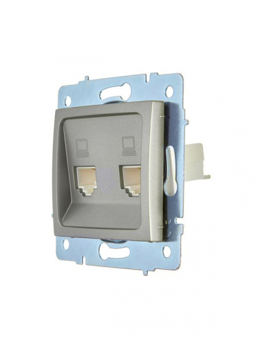 Розетка компьютерная 2-м СП ASTI IP20 RJ45 механизм платина. LEZARD 7081-3588-141 фото 3