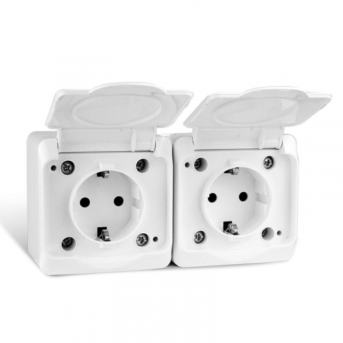 Розетка 2-м ОП Nix 16А IP54 250В с заземл. с крышкой бел. TOKOV ELECTRIC TKE-NX-R2Z-C01-IP54 фото 2