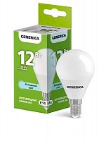 Лампа светодиодная G45 12Вт шар 6500К E14 230В GENERICA LL-G45-12-230-65-E14-G