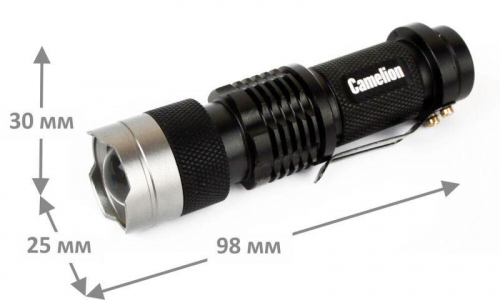Фонарь LED5135 (LED XPE ZOOM 3 реж 1хLR6 алюм. блистер черн.) Camelion 12915 фото 15