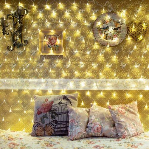 Гирлянда светодиодная "Сеть" 1.5х1.5м 150LED тепл. бел. 12Вт IP20 провод ПВХ прозр. Neon-Night 215-126 фото 6