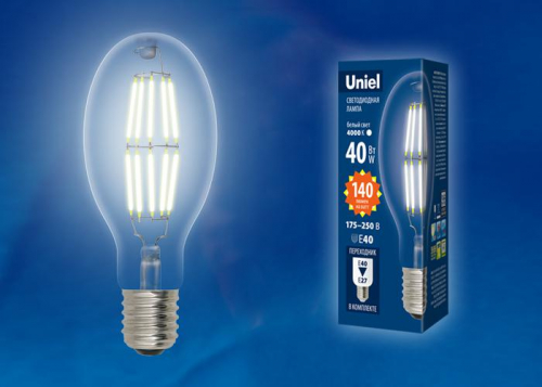 Лампа светодиодная LED-ED90-40W/DW/E40/CL GLP05TR колба прозр. свет дневной бел. 6500К упак. картон. Uniel UL-00003763 Лампа светодиодная LED-ED90-40W/DW/E40/CL GLP05TR колба прозр. свет дневной бел. 6500К упак. картон. Uniel UL-00003763
