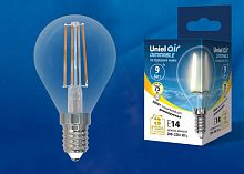 Лампа светодиодная LED-G45-9W/3000K/E14/CL/DIM GLA01TR Air диммир. картон Uniel UL-00005191