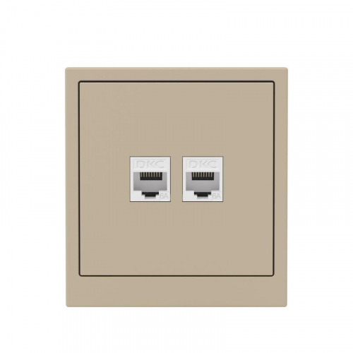Розетка компьютерная 2-м KANT RJ45 кат.6A без шторки ванильн. марципан DKC 7015674 фото 6