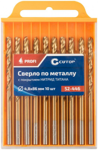 Сверло по металлу ПРОФИ/Profi 4.8х86мм с титан. покрытием (уп.10шт) Cutop 52-446 фото 3 Сверло по металлу ПРОФИ/Profi 4.8х86мм с титан. покрытием (уп.10шт) Cutop 52-446 фото 3