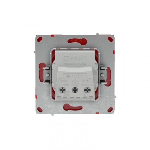 Розетка силовая KANT 2P+E защ. шторки красн. сатин DKC 7001003 фото 3