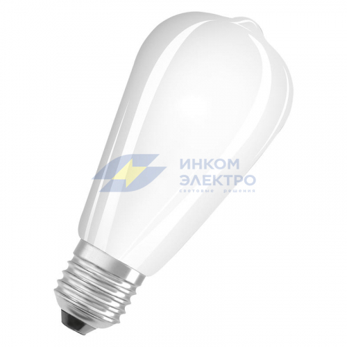 Лампа светодиодная филаментная PARATHOM CL Edison GL FR 55 non-dim 6.5W/827 E27 730лм 6.5Вт 2700К тепл. бел. E27 ST64 угол пучка 300град. 220-240В (замена 55Вт) матов. стекло OSRAM 4058075590571