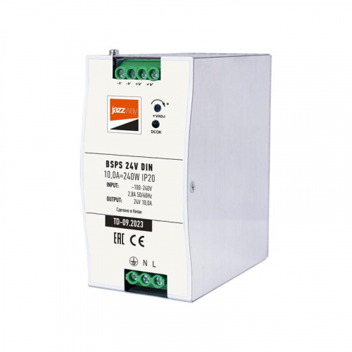 Блок питания для светодиодной ленты BSPS DIN 24В 10.0А=240Вт IP20 AL Pro+ JazzWay 5050044 Блок питания для светодиодной ленты BSPS DIN 24В 10.0А=240Вт IP20 AL Pro+ JazzWay 5050044