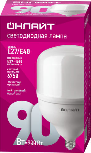 Лампа светодиодная высокомощная 82 908 OLL-T160-90-230-840-E27E40 90Вт 4000К нейтр. бел. E27/E40 ОНЛАЙТ 82908 фото 2