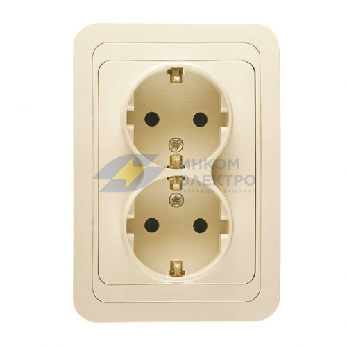 Розетка 2-м СП Mimoza 16А IP20 с заземл. крем./крем. Makel 25082 Розетка 2-м СП Mimoza 16А IP20 с заземл. крем./крем. Makel 25082