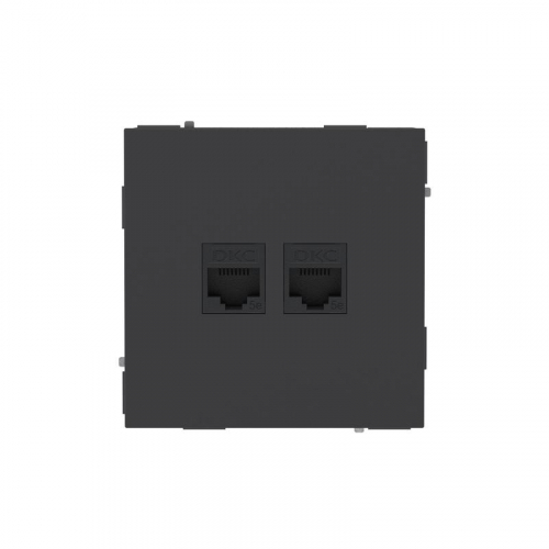 Розетка компьютерная 2-м KANT RJ45 кат.5E без шторки черн. уголь DKC 7012664