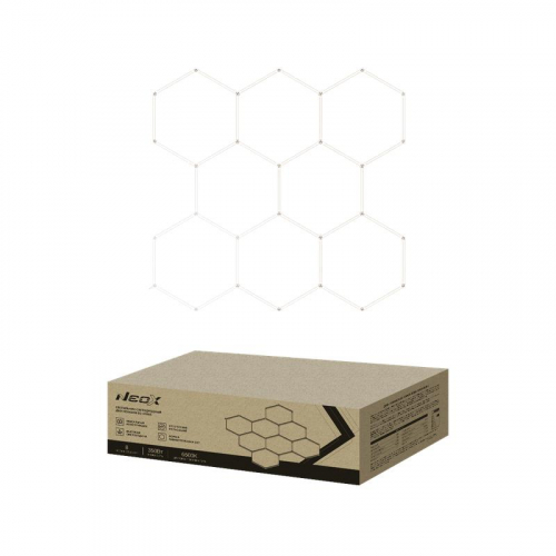 Светильник светодиодный ДБО-HEXAGON 8С-35065 350Вт 6500К 230В 2350х2442мм 8 сот 0.5м шнур с вилкой NEOX 4690612066639 Светильник светодиодный ДБО-HEXAGON 8С-35065 350Вт 6500К 230В 2350х2442мм 8 сот 0.5м шнур с вилкой NEOX 4690612066639