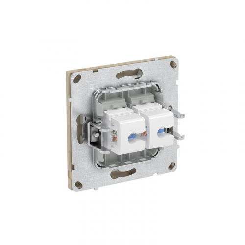 Розетка компьютерная 2-м KANT RJ45 кат.6A без шторки ванильн. марципан DKC 7015674 фото 5