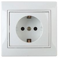 Розетка 1-м СП Plano 1Э-206-01 16А IP20 250В 2P+E Schuko защ. шторки без лапок бел. Intro Б0038831
