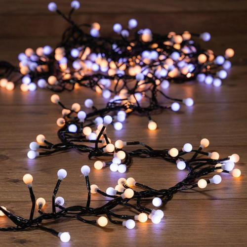 Гирлянда светодиодная "Мишура LED" 3м 288LED бел./тепл. бел. 18Вт 220-240В IP20 провод ПВХ темн. зел. Neon-Night 303-608