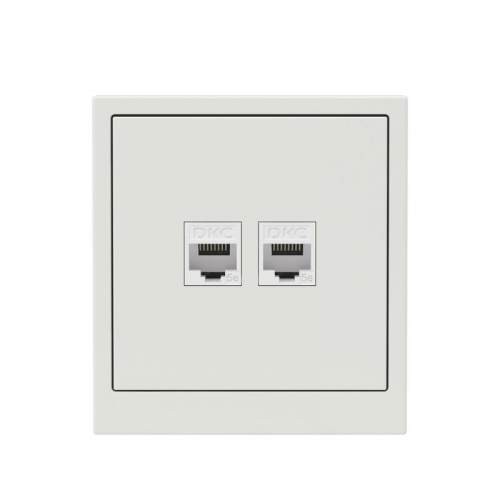 Розетка компьютерная 2-м KANT RJ45 кат.5E без шторки бел. песок DKC 7010664 фото 6