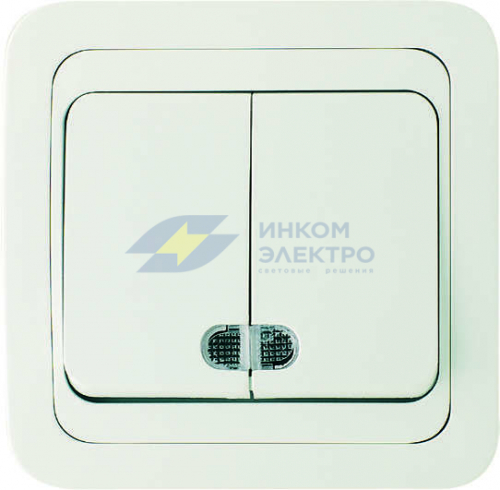 Выключатель 2-кл. СП Mimoza 10А IP20 с подсветкой бел./бел. Makel 12023