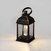Фонарь декоративный 10.5х10.5х22.5см тепл. бел. со свечкой корпус бронз. Neon-Night 513-053