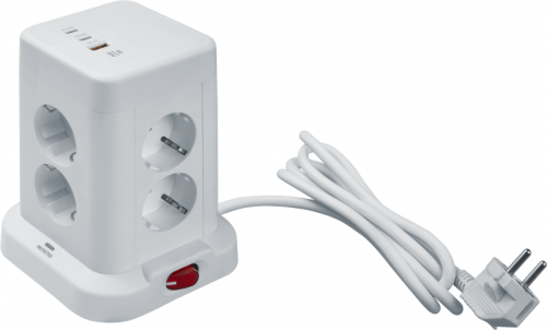 Фильтр сетевой (башенка) 8х1.8м с заземл. 16А IP20 95 684 NSP-USB-08-180-ESC-3x1-PD20W + USB type-A + 2хUSB type-C с выкл. бел. NAVIGATOR 95684 фото 3