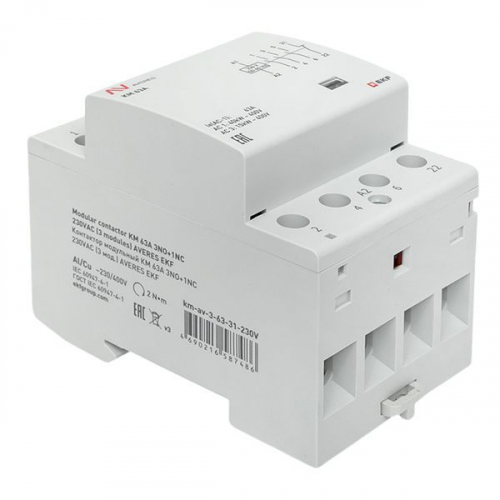 Контактор модульный КМ 63А 3NO+1NC 230В AC (3 мод.) AVERES EKF km-av-3-63-31-230V фото 9