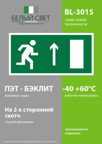 Знак безопасности BL-3015.E11 "Направление к эвакуационному выходу прямо (прав.)" Белый свет a12487 фото 3 Знак безопасности BL-3015.E11 "Направление к эвакуационному выходу прямо (прав.)" Белый свет a12487 фото 3
