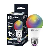 Лампа светодиодная LED-A60-RGBW-SMART 15Вт 3000-6500К E27 1450лм 230В димм. IN HOME 4690612050034