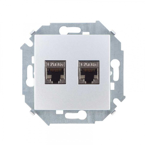 Розетка компьютерная 2-м Simon 15 RJ45 кат.6A AMP FTP механизм алюм. Simon 1591564-033