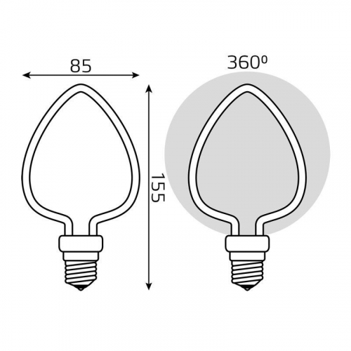 Лампа светодиодная филаментная Filament Artline 4Вт Heart матов. 2700К тепл. бел. Е27 330лм milky GAUSS 1003802104 фото 6
