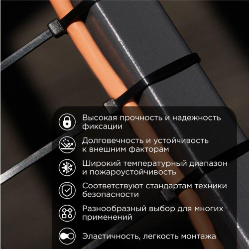 Хомут кабельный 4.8х500 нейлон. черн. (уп.100шт) PROCONNECT 57-0501 фото 2 Хомут кабельный 4.8х500 нейлон. черн. (уп.100шт) PROCONNECT 57-0501 фото 2