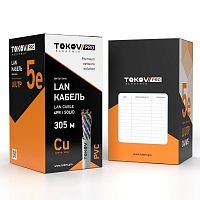Кабель витая пара U/UTP 4х2х24AWG(0.51мм) кат.5E PVC indoor Fluke tested 305м (м) PRO TOKOV ELECTRIC TKP-C06-U42-5E-305-PVC