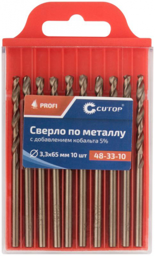Набор сверл по металлу ПРОФИ/Profi 3.3х65мм с кобальтом 5% (уп.10шт) Cutop 48-33-10 фото 3
