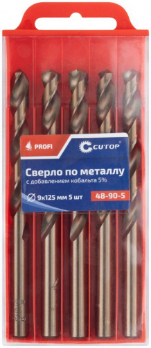 Сверло по металлу ПРОФИ/Profi 9х125мм с кобальтом 5% (уп.5шт) Cutop 48-90-5 фото 3