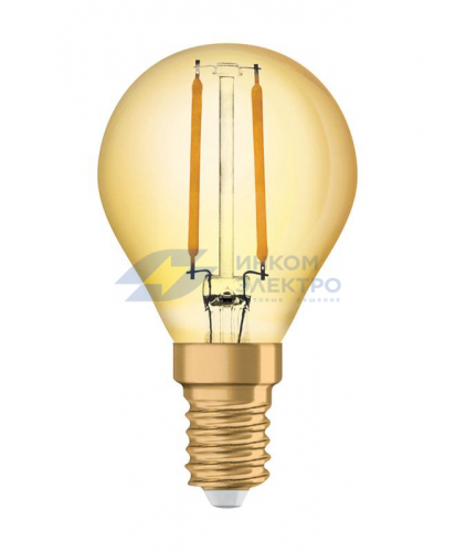 Лампа светодиодная филаментная Vintage 1906 LED CL P FIL GOLD 22 non-dim 2.5W/824 2.5Вт 2400К тепл. бел. E14 220лм 220-240В (замена 22Вт) зол. OSRAM 4058075290815