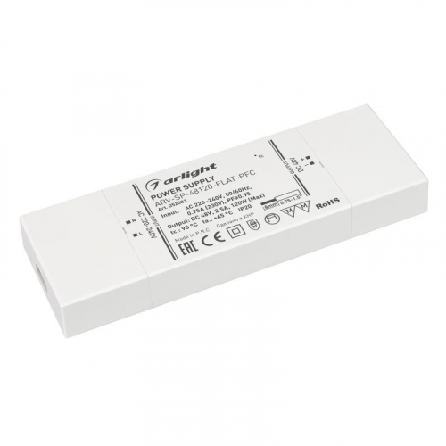 Блок питания ARV-SP-48120-FLAT-PFC 48В 2.5А 120Вт IP20 пластик Arlight 052083 Блок питания ARV-SP-48120-FLAT-PFC 48В 2.5А 120Вт IP20 пластик Arlight 052083