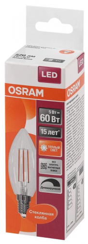 Лампа светодиодная филаментная LS CL B60D 5W/827 FIL E14 230В OSRAM 4058075230354 фото 2