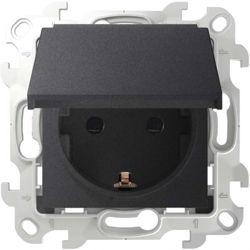 Розетка 1-м СП Simon 24 16А IP44 2P+E Schuko механизм графит Simon 2450448-038 Розетка 1-м СП Simon 24 16А IP44 2P+E Schuko механизм графит Simon 2450448-038