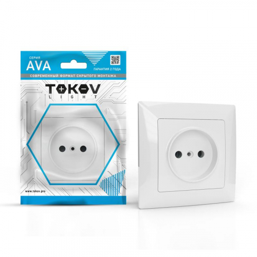 Розетка 1-м СП AVA 16А IP20 без заземл. без защ. шторок в сборе бел. TOKOV ELECTRIC TKL-AV-R1F-C01